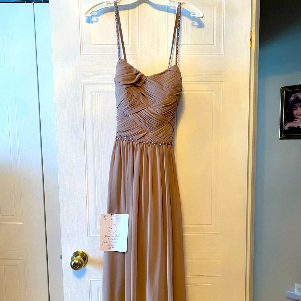 Evening dress. Colour Mocha size 14 p